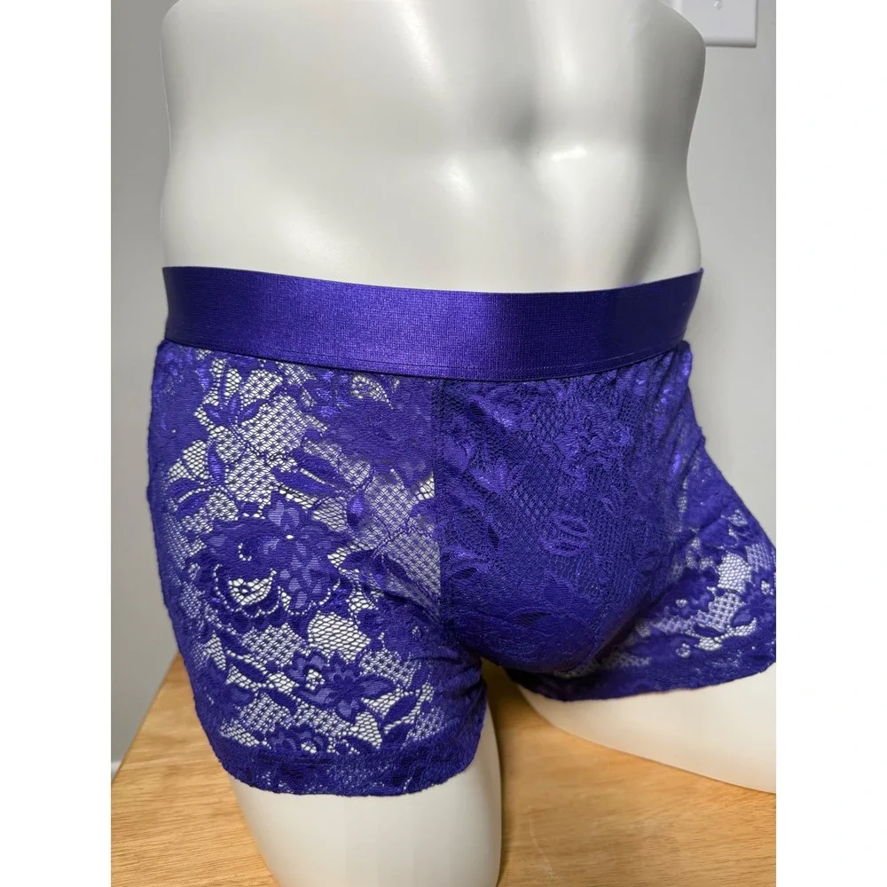 Cosabella Men's Never Say Never Lace Trunk Boxer Brief Violet Size‎ L